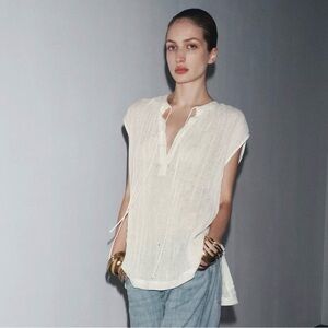 ❗️LAST DAY FOR SALE 2/22/26❗️ZARA Linen Elegant White Women's Top